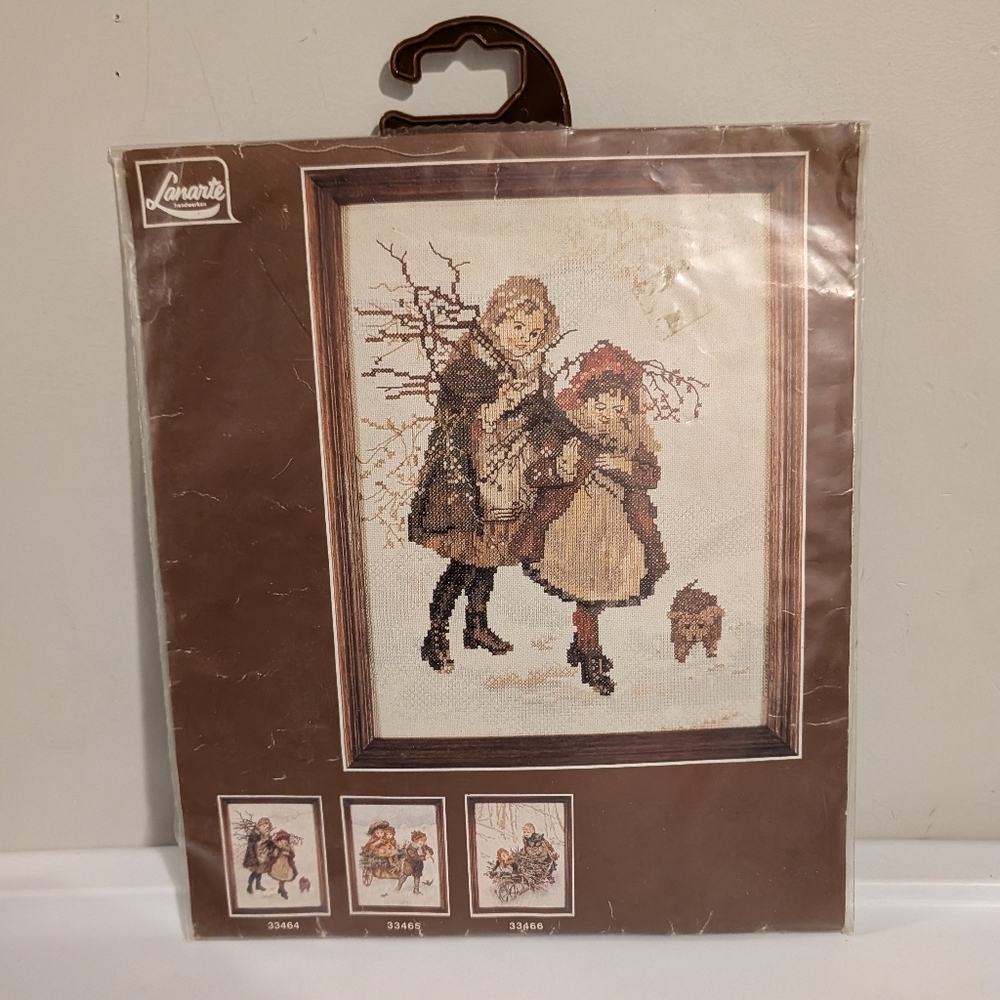 Lanarte "Winter Children" Vintage Cross Stitch Kit Holland Rare Vintage